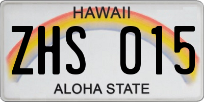 HI license plate ZHS015
