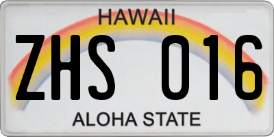 HI license plate ZHS016
