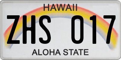 HI license plate ZHS017