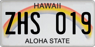 HI license plate ZHS019