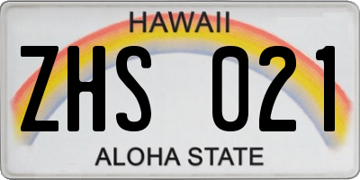HI license plate ZHS021