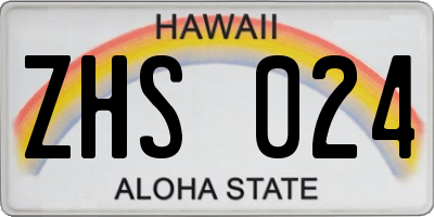 HI license plate ZHS024