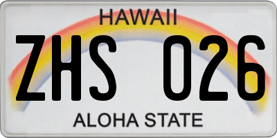 HI license plate ZHS026
