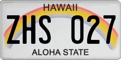 HI license plate ZHS027