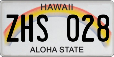 HI license plate ZHS028