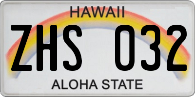 HI license plate ZHS032