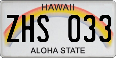 HI license plate ZHS033