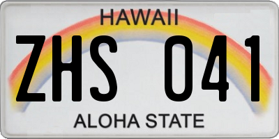 HI license plate ZHS041
