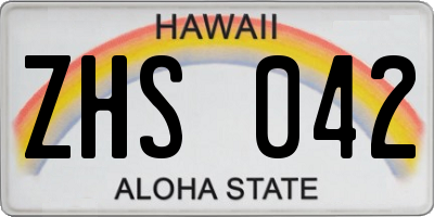 HI license plate ZHS042