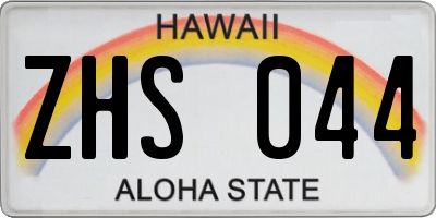 HI license plate ZHS044