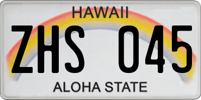 HI license plate ZHS045