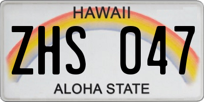 HI license plate ZHS047