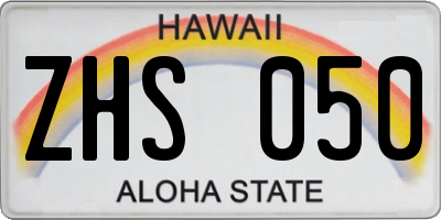 HI license plate ZHS050