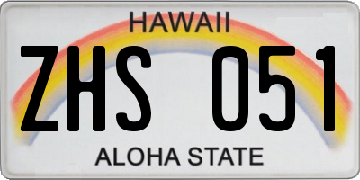 HI license plate ZHS051