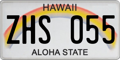 HI license plate ZHS055