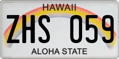 HI license plate ZHS059