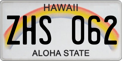 HI license plate ZHS062