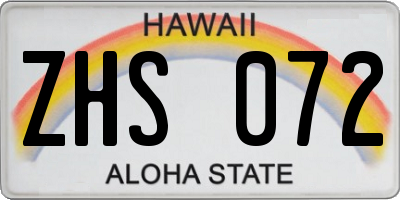 HI license plate ZHS072
