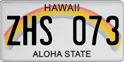 HI license plate ZHS073