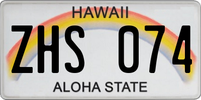 HI license plate ZHS074