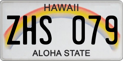 HI license plate ZHS079