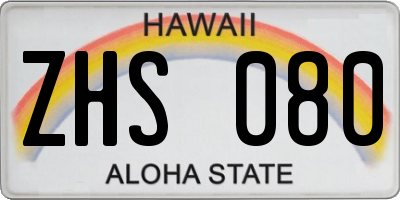 HI license plate ZHS080