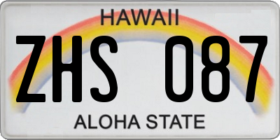 HI license plate ZHS087