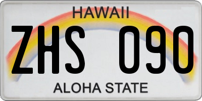 HI license plate ZHS090