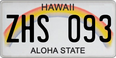 HI license plate ZHS093