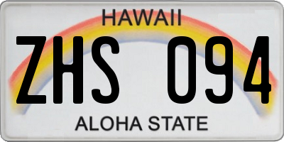 HI license plate ZHS094