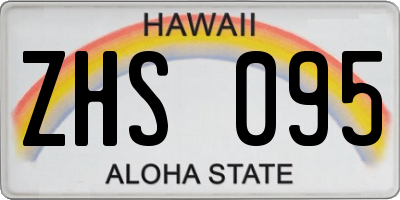 HI license plate ZHS095