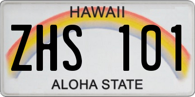 HI license plate ZHS101