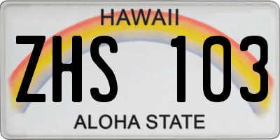 HI license plate ZHS103