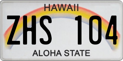 HI license plate ZHS104