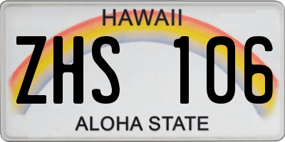 HI license plate ZHS106