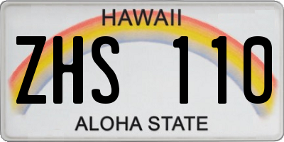 HI license plate ZHS110