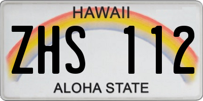 HI license plate ZHS112