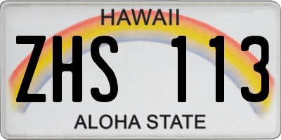 HI license plate ZHS113
