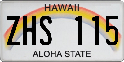 HI license plate ZHS115