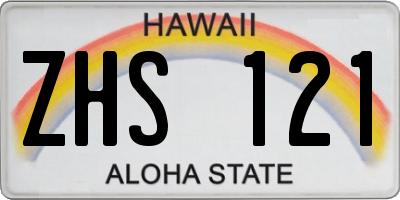HI license plate ZHS121