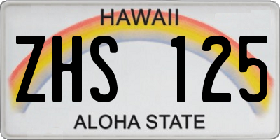 HI license plate ZHS125