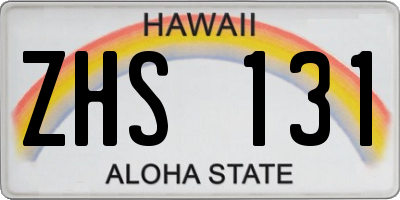 HI license plate ZHS131