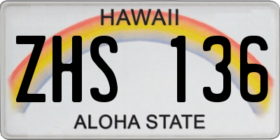HI license plate ZHS136