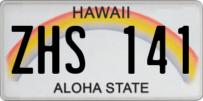 HI license plate ZHS141