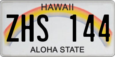 HI license plate ZHS144
