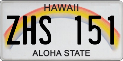 HI license plate ZHS151