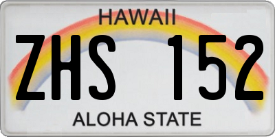 HI license plate ZHS152