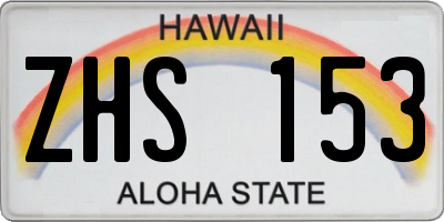 HI license plate ZHS153