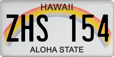 HI license plate ZHS154