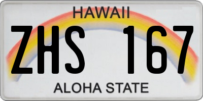 HI license plate ZHS167